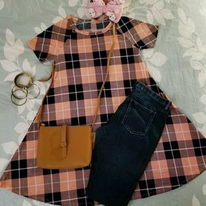 NWOT Coral & Navy Plaid Tunic Top/Dress